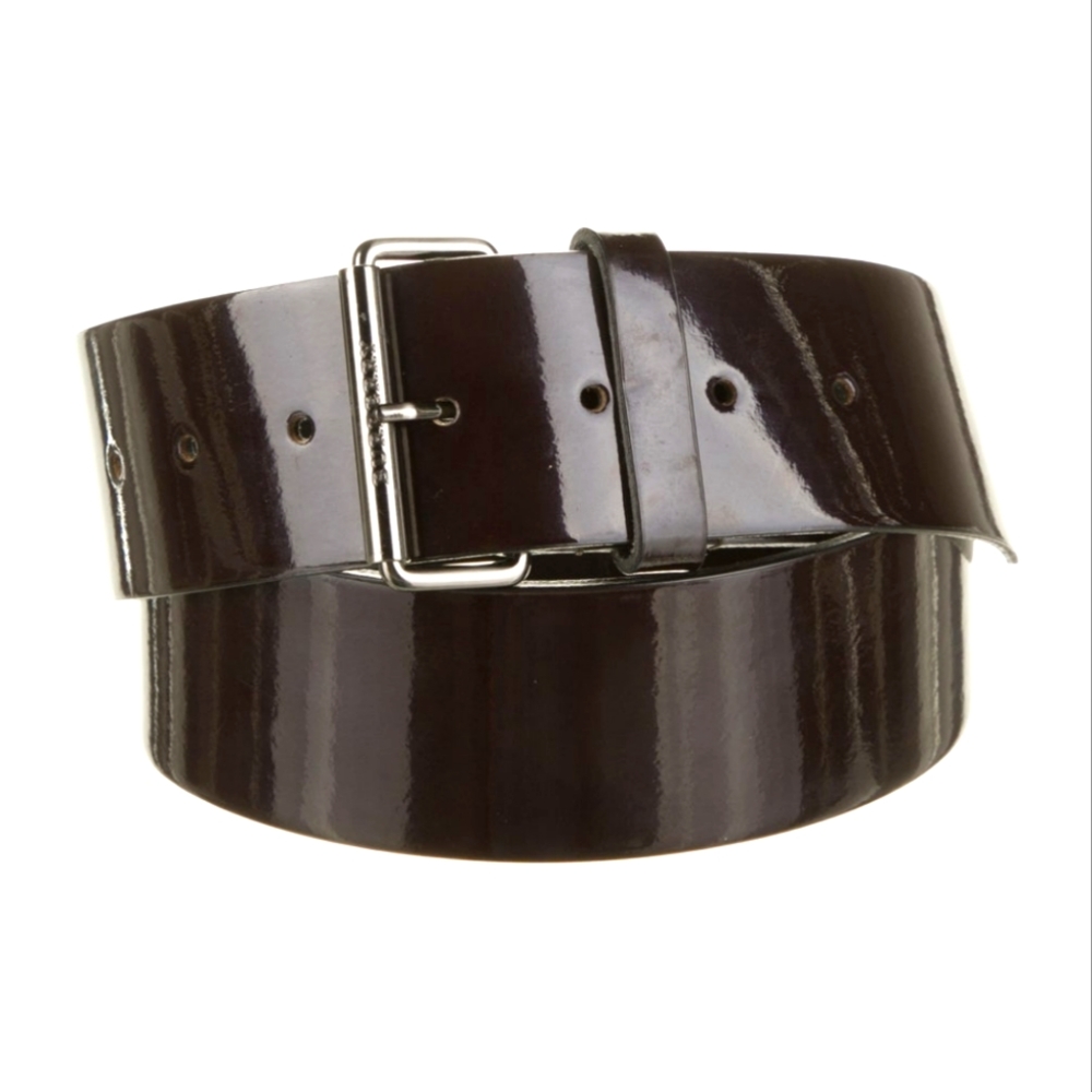 Patent Leather Burberry Belt Brown